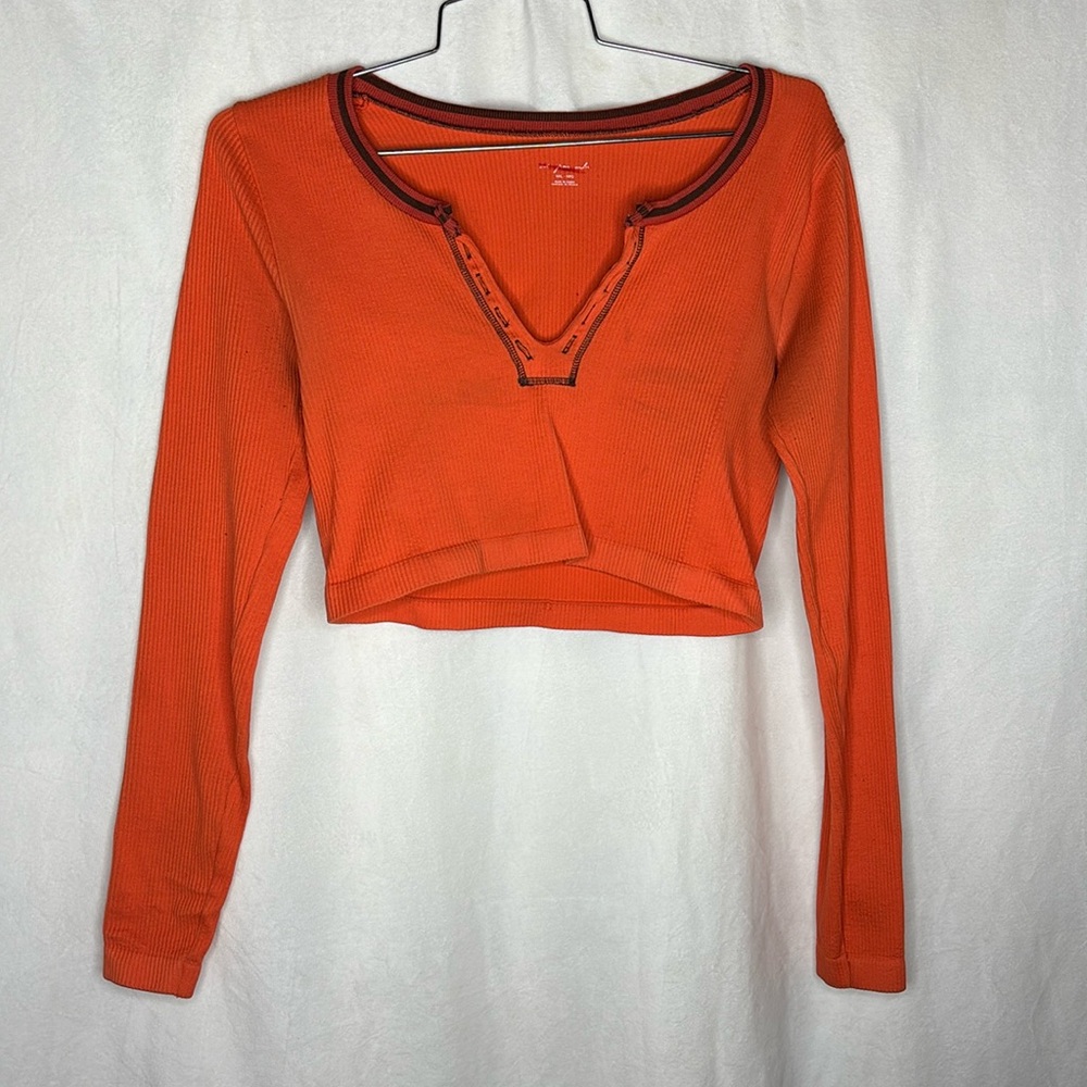 Urban Outfitters Out From Under Orange Seamless Cropped Long Sleeve Top M/L